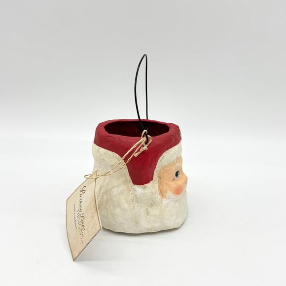 Bethany Lowe Holly Jolly Santa Head Bucket Small Retro Christmas Decor NEW - Picture 4 of 7